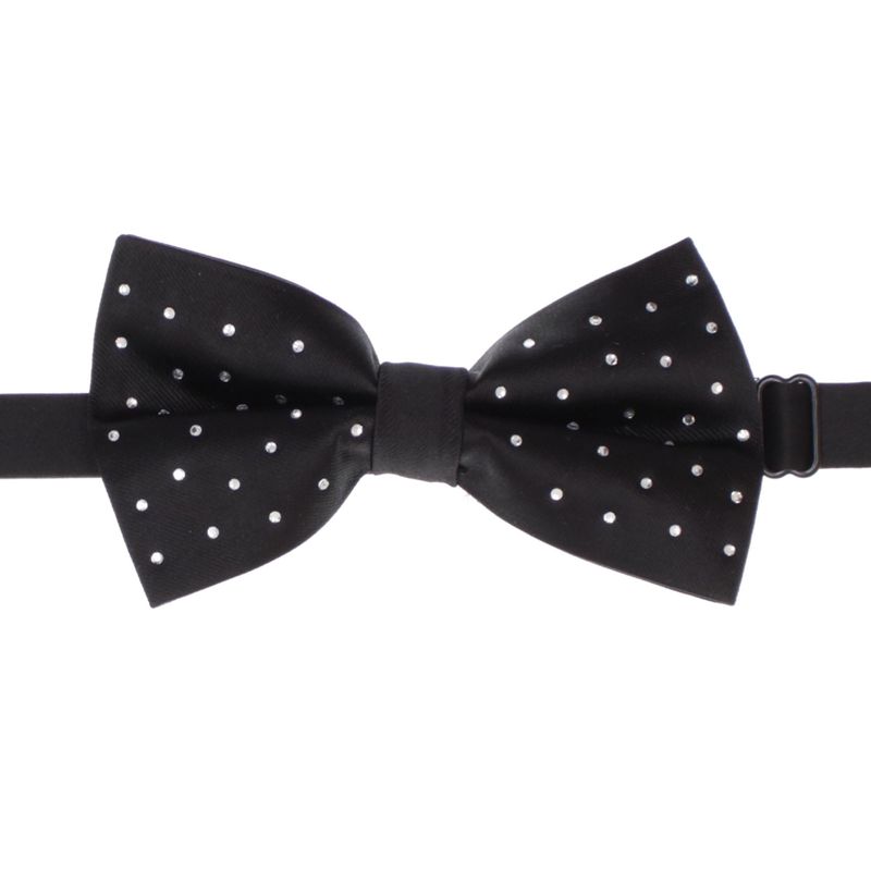 Fashion, accesorii si bijuterii - Barbati - Accesorii barbati - Cravate si papioane barbati - Papion barbatesc, Buticcochet, din material sintetic, 12x7 cm, Negru cu strasuri - PAP369 - Infinity.ro