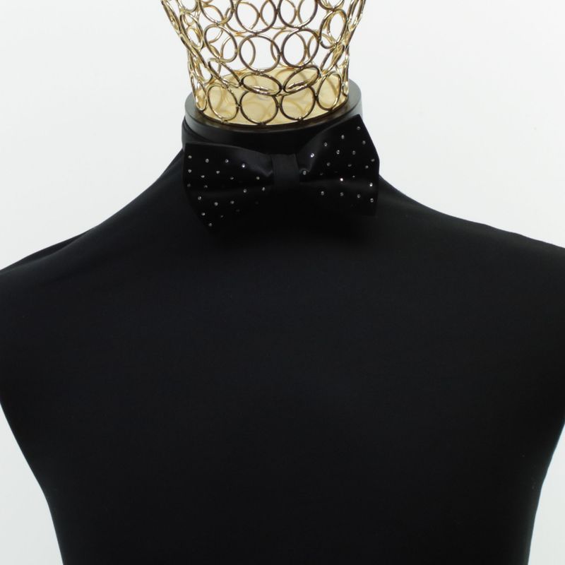 Fashion, accesorii si bijuterii - Barbati - Accesorii barbati - Cravate si papioane barbati - Papion barbatesc, Buticcochet, din material sintetic, 12x7 cm, Negru cu strasuri - PAP369 - Infinity.ro