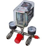 Casa si Gradina - Electrice - Echipamente electrice - Compresoare - Presostat trifazat pentru compresor KraftDele KD2169 cu tripla conexiune, 2 manometre si 2 cuple rapide - Infinity.ro