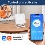 Casa si Gradina - Termice - Centrale termice si accesorii - Accesorii incalzire - BIRAI MirrorTherm Smart Thermostat Wireless, WiFi, Tuya, Alexa, Google, Receiver, Heating/Cooling, White - Infinity.ro