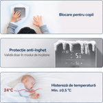 Casa si Gradina - Termice - Centrale termice si accesorii - Accesorii incalzire - BIRAI MirrorTherm Smart Thermostat Wireless, WiFi, Tuya, Alexa, Google, Receiver, Heating/Cooling, White - Infinity.ro