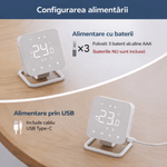 Casa si Gradina - Termice - Centrale termice si accesorii - Accesorii incalzire - BIRAI MirrorTherm Smart Thermostat Wireless, WiFi, Tuya, Alexa, Google, Receiver, Heating/Cooling, White - Infinity.ro