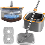 Market - Curatenie si intretinere casa - Produse menaj - Mopuri - Set mop rotativ cu doua rezerve ArvadaCleanMagic, galeata patrata, dimensiuni 31x31x22cm compartimente separate, robinet - Infinity.ro