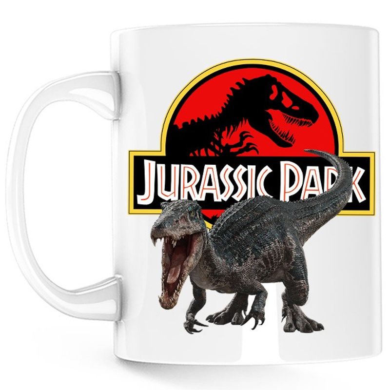 Casa si Gradina - Bucatarie si vesela - Cani si pahare - Cani si cesti - Cana Jurassic Park Dinosaur T-REX Scary, alba,  330 ml - Infinity.ro
