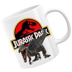 Casa si Gradina - Bucatarie si vesela - Cani si pahare - Cani si cesti - Cana Jurassic Park Dinosaur T-REX Scary, alba,  330 ml - Infinity.ro