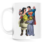 Casa si Gradina - Bucatarie si vesela - Cani si pahare - Cani si cesti - Cana Shrek Princess Fiona Ogre Medieval Superman Wonderwoman, alba,  330 ml - Infinity.ro