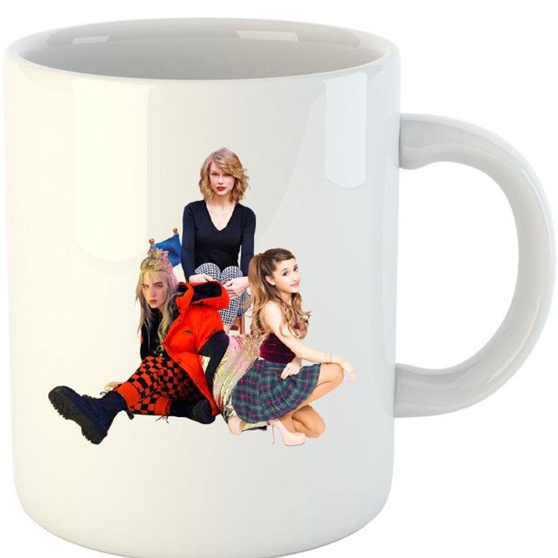 Casa si Gradina - Bucatarie si vesela - Cani si pahare - Cani si cesti - Cana Taylor Swift Billie Eilish Ariana Grande, alba,  330 ml - Infinity.ro
