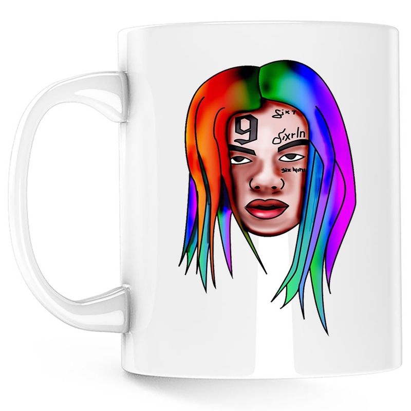 Casa si Gradina - Bucatarie si vesela - Cani si pahare - Cani si cesti - Cana Tekashi Face 6ix9ine Rap, alba, 330 ml - Infinity.ro