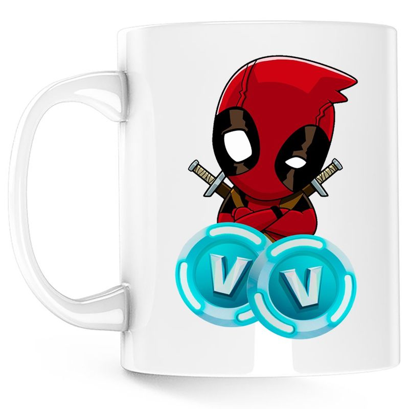 Casa si Gradina - Bucatarie si vesela - Cani si pahare - Cani si cesti - Cana eadpool Fortnite VBucks Ninja, alba, 330 ml - Infinity.ro