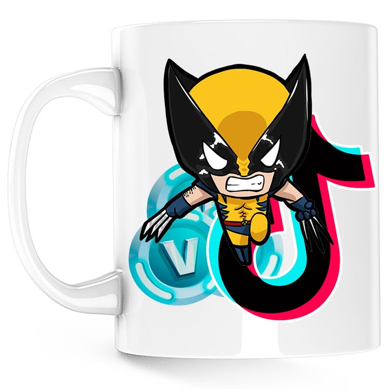 Casa si Gradina - Bucatarie si vesela - Cani si pahare - Cani si cesti - Cana Wolverine XMen Fortnite VBucks Tiktok, alba, 330 ml - Infinity.ro