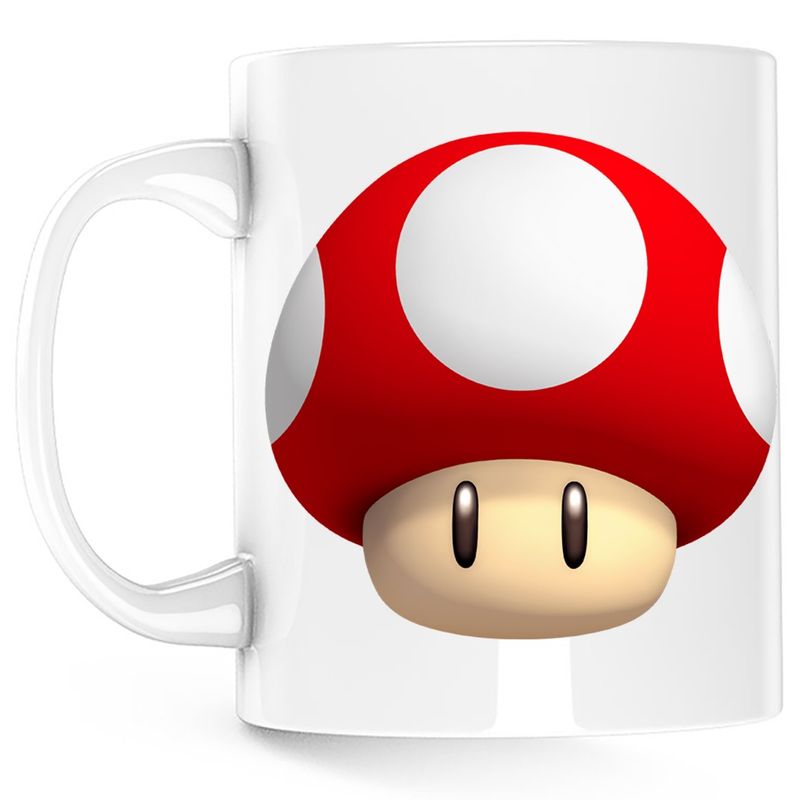 Casa si Gradina - Bucatarie si vesela - Cani si pahare - Cani si cesti - Cana Super Mario Bros Cap Ciuperca Video Game, alba, 330 ml - Infinity.ro