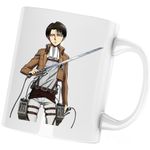 Casa si Gradina - Bucatarie si vesela - Cani si pahare - Cani si cesti - Cana Attack on Titan Levi Ackerman Anime Fortnite, alba, 330 ml - Infinity.ro