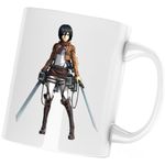 Casa si Gradina - Bucatarie si vesela - Cani si pahare - Cani si cesti - Cana Mikasa Attack Titan Manga Anime Swords, alba, 330 ml - Infinity.ro