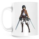 Casa si Gradina - Bucatarie si vesela - Cani si pahare - Cani si cesti - Cana Mikasa Attack Titan Manga Anime Swords, alba, 330 ml - Infinity.ro