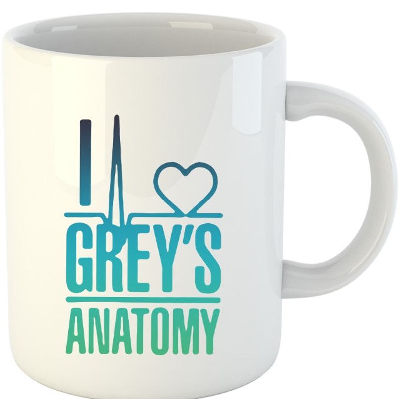 Casa si Gradina - Bucatarie si vesela - Cani si pahare - Cani si cesti - Cana Grey Anatomy Logo Heart Love Medics Gradient, alba,  330 ml - Infinity.ro