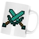 Casa si Gradina - Bucatarie si vesela - Cani si pahare - Cani si cesti - Cana Two Diamond Swords Minecraft, alba, 330 ml - Infinity.ro