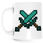 Casa si Gradina - Bucatarie si vesela - Cani si pahare - Cani si cesti - Cana Two Diamond Swords Minecraft, alba, 330 ml - Infinity.ro