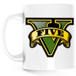 Casa si Gradina - Bucatarie si vesela - Cani si pahare - Cani si cesti - Cana GTA5 Logo, alba, 330 ml - Infinity.ro