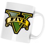 Casa si Gradina - Bucatarie si vesela - Cani si pahare - Cani si cesti - Cana GTA5 Logo, alba, 330 ml - Infinity.ro