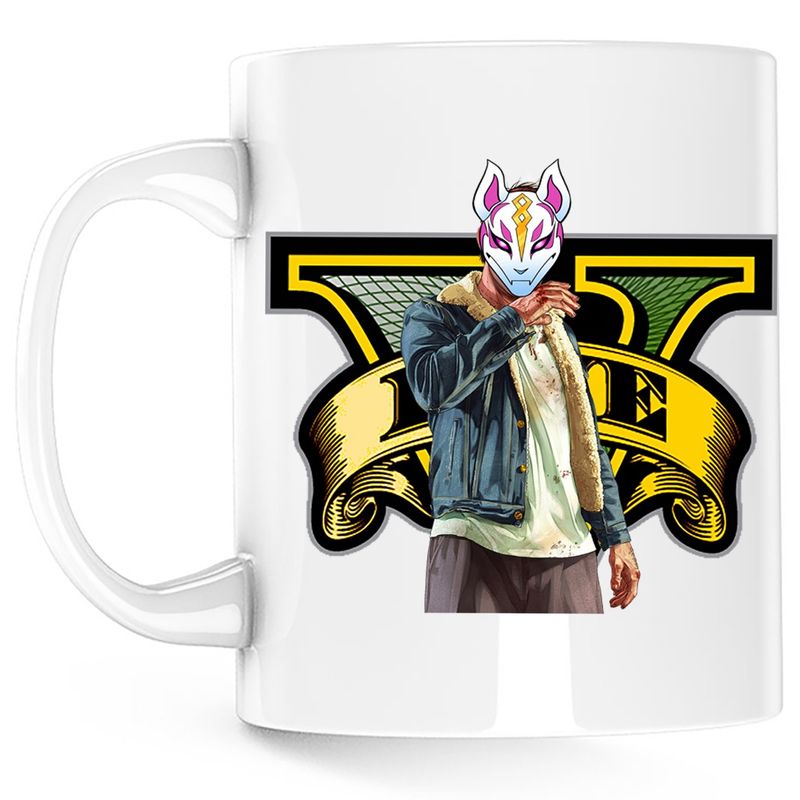 Casa si Gradina - Bucatarie si vesela - Cani si pahare - Cani si cesti - Cana Drift Mask Fortnite GTA Trevor, alba, 330 ml - Infinity.ro