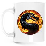 Casa si Gradina - Bucatarie si vesela - Cani si pahare - Cani si cesti - Cana Mortal Kombat Sarpe Dragon Video Games Gold, alba, 330 ml - Infinity.ro
