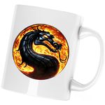 Casa si Gradina - Bucatarie si vesela - Cani si pahare - Cani si cesti - Cana Mortal Kombat Sarpe Dragon Video Games Gold, alba, 330 ml - Infinity.ro