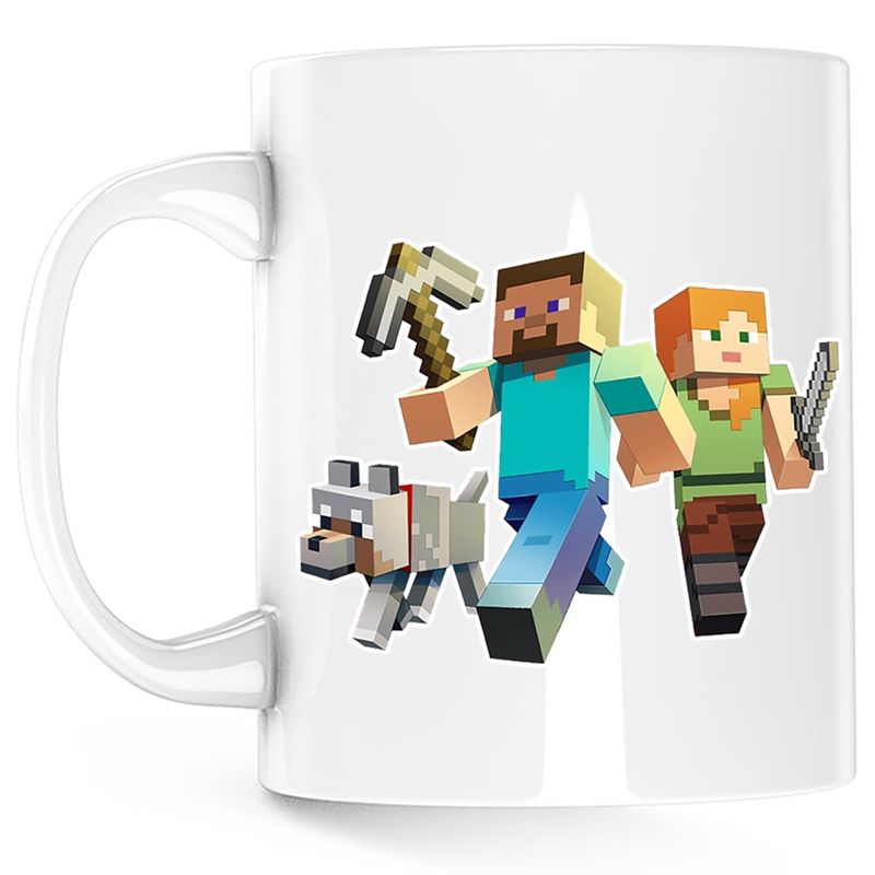 Casa si Gradina - Bucatarie si vesela - Cani si pahare - Cani si cesti - Cana Dog Steve Alex Minecraft, alba, 330 ml - Infinity.ro