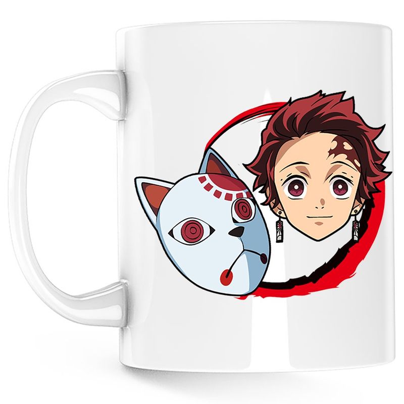 Casa si Gradina - Bucatarie si vesela - Cani si pahare - Cani si cesti - Cana Demon Slayer Tanjiro Kamado Masca Japoneza, alba, 330 ml - Infinity.ro