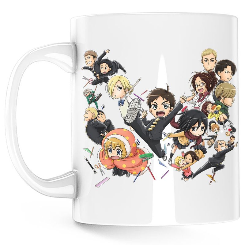 Casa si Gradina - Bucatarie si vesela - Cani si pahare - Cani si cesti - Cana Attack on Titan All Team Gang Echipa Anime, alba, 330 ml - Infinity.ro
