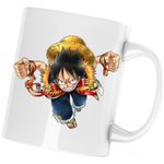 Casa si Gradina - Bucatarie si vesela - Cani si pahare - Cani si cesti - Cana One Piece Luffy Palarie Paie Pescar Marinar, alba, 330 ml - Infinity.ro