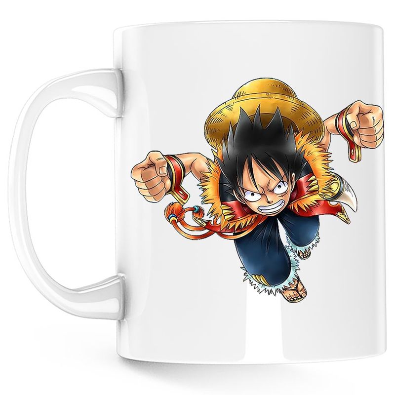Casa si Gradina - Bucatarie si vesela - Cani si pahare - Cani si cesti - Cana One Piece Luffy Palarie Paie Pescar Marinar, alba, 330 ml - Infinity.ro