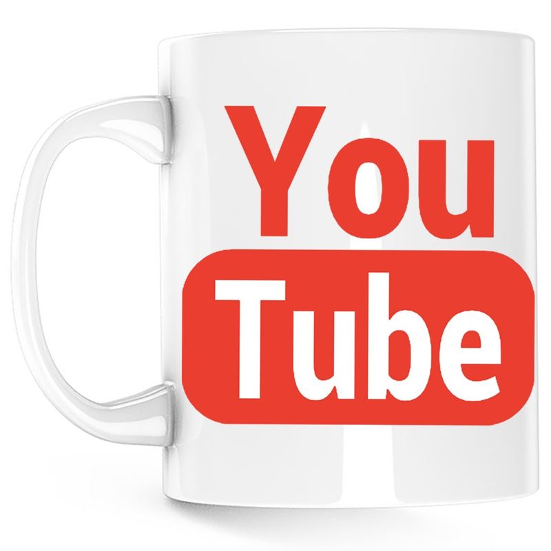 Casa si Gradina - Bucatarie si vesela - Cani si pahare - Cani si cesti - Cana Youtube Logo Youtuber Gamer Play, alba, 330 ml - Infinity.ro