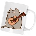 Casa si Gradina - Bucatarie si vesela - Cani si pahare - Cani si cesti - Cana Pusheen Cat Plush Cute Pussy Pisica Chitara, alba, 330 ml - Infinity.ro