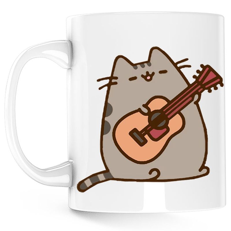 Casa si Gradina - Bucatarie si vesela - Cani si pahare - Cani si cesti - Cana Pusheen Cat Plush Cute Pussy Pisica Chitara, alba, 330 ml - Infinity.ro