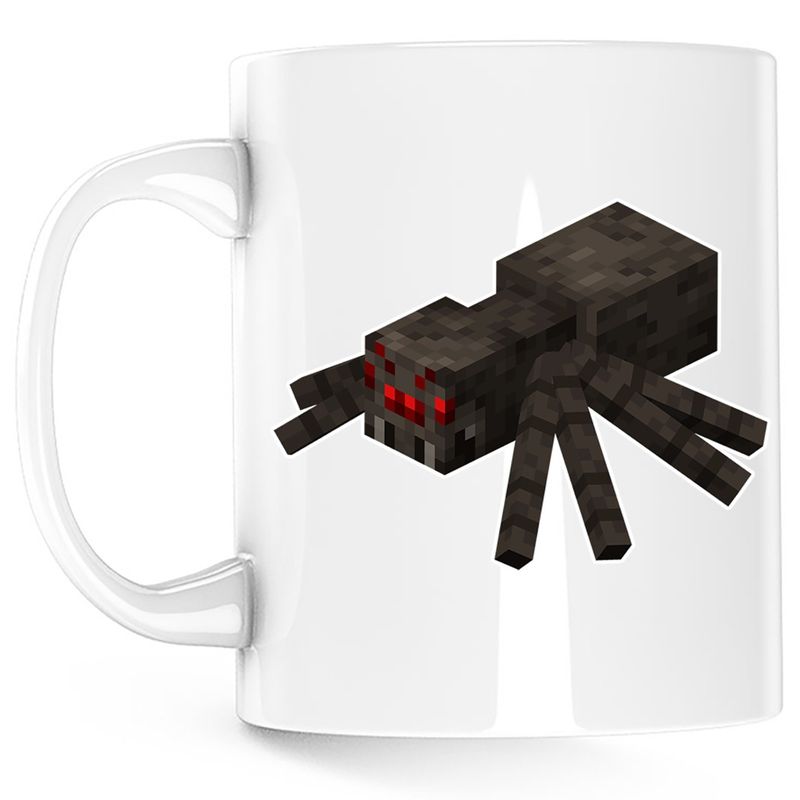 Casa si Gradina - Bucatarie si vesela - Cani si pahare - Cani si cesti - Cana Cave Spider Red Eyes Minecraft, alba, 330 ml - Infinity.ro