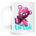 Casa si Gradina - Bucatarie si vesela - Cani si pahare - Cani si cesti - Cana Cuddle Bear Fortnite Tik Tok Skin, alba, 330 ml - Infinity.ro