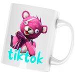 Casa si Gradina - Bucatarie si vesela - Cani si pahare - Cani si cesti - Cana Cuddle Bear Fortnite Tik Tok Skin, alba, 330 ml - Infinity.ro