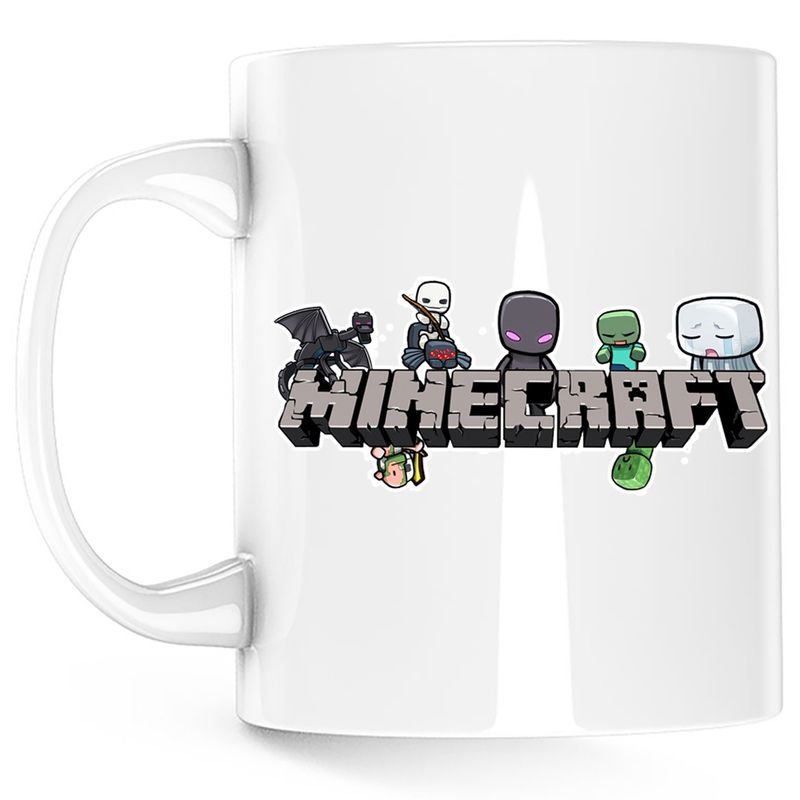 Casa si Gradina - Bucatarie si vesela - Cani si pahare - Cani si cesti - Cana Dragon Enderman Spider Minecraft, alba, 330 ml - Infinity.ro