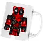 Casa si Gradina - Bucatarie si vesela - Cani si pahare - Cani si cesti - Cana Deadpool Minecraft Roblox Skin, alba, 330 ml - Infinity.ro