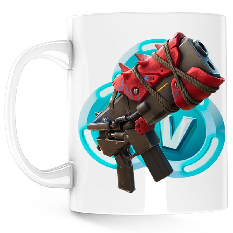 Casa si Gradina - Bucatarie si vesela - Cani si pahare - Cani si cesti - Cana Primal SMG V-Bucks Fortnite, alba, 330 ml - Infinity.ro