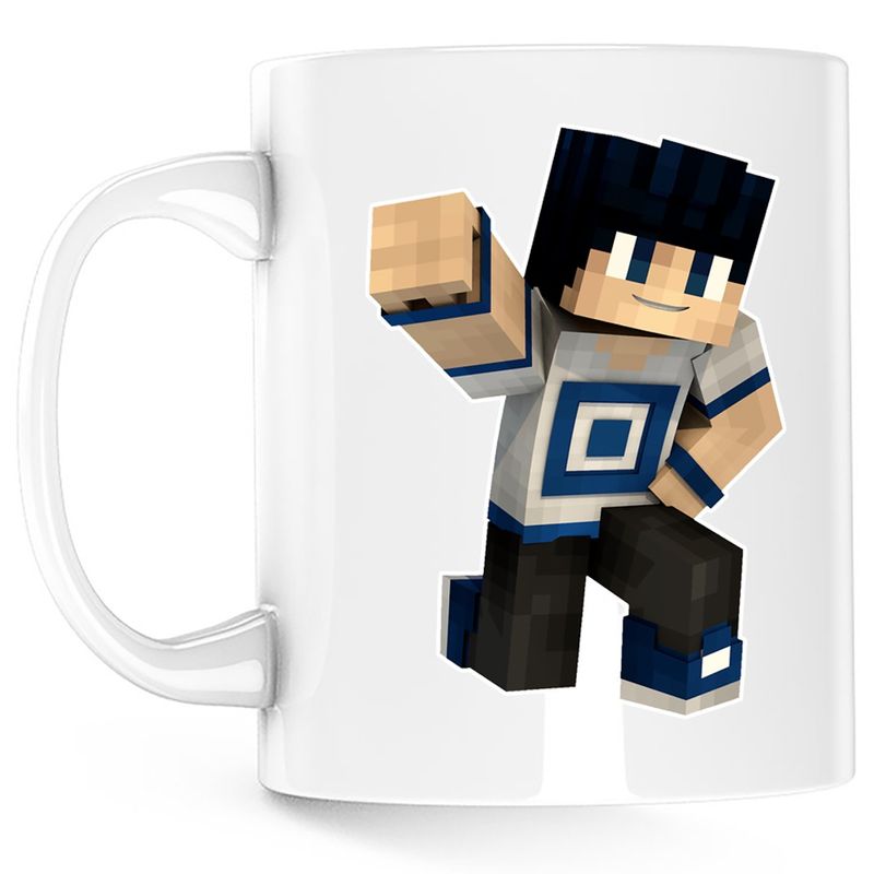 Casa si Gradina - Bucatarie si vesela - Cani si pahare - Cani si cesti - Cana Skin Blue Lagoon Minecraft, alba, 330 ml - Infinity.ro
