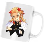 Casa si Gradina - Bucatarie si vesela - Cani si pahare - Cani si cesti - Cana Demon Slayer Kyojuro Rengoku Cool, alba, 330 ml - Infinity.ro