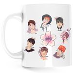 Casa si Gradina - Bucatarie si vesela - Cani si pahare - Cani si cesti - Cana BTS All Crew Gang Flower, alba, 330 ml - Infinity.ro