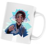 Casa si Gradina - Bucatarie si vesela - Cani si pahare - Cani si cesti - Cana Demon Slayer Tanjiro Kamado Fantasy Manga, alba, 330 ml - Infinity.ro