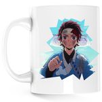 Casa si Gradina - Bucatarie si vesela - Cani si pahare - Cani si cesti - Cana Demon Slayer Tanjiro Kamado Fantasy Manga, alba, 330 ml - Infinity.ro