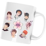 Casa si Gradina - Bucatarie si vesela - Cani si pahare - Cani si cesti - Cana BTS All Crew Gang Flower, alba, 330 ml - Infinity.ro