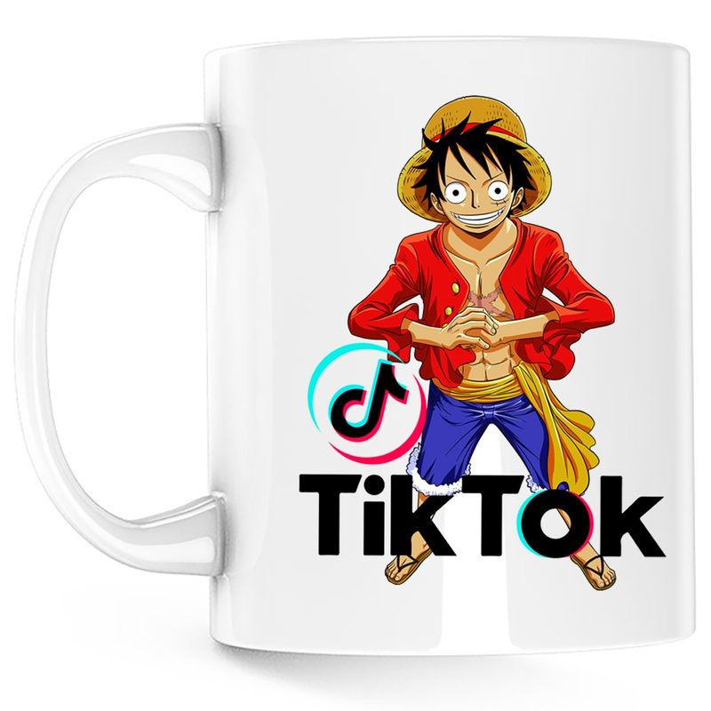 Casa si Gradina - Bucatarie si vesela - Cani si pahare - Cani si cesti - Cana One Piece Luffy Tiktok Creator Tik Tok Anime, alba, 330 ml - Infinity.ro