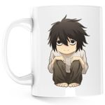 Casa si Gradina - Bucatarie si vesela - Cani si pahare - Cani si cesti - Cana Death Note L Detectiv Insomniac Chibi Bebe, alba, 330 ml - Infinity.ro