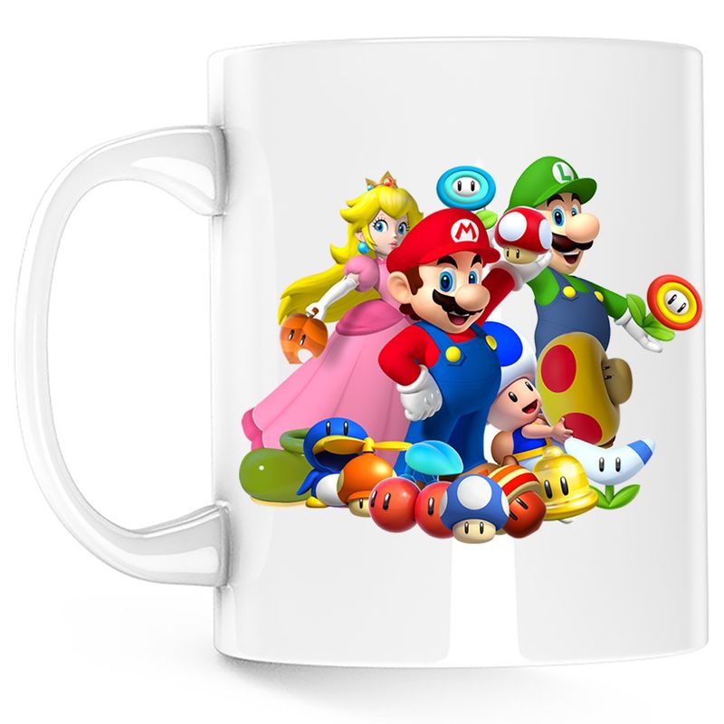 Casa si Gradina - Bucatarie si vesela - Cani si pahare - Cani si cesti - Cana Super Mario Bros Toata Echipa 3D World, alba, 330 ml - Infinity.ro