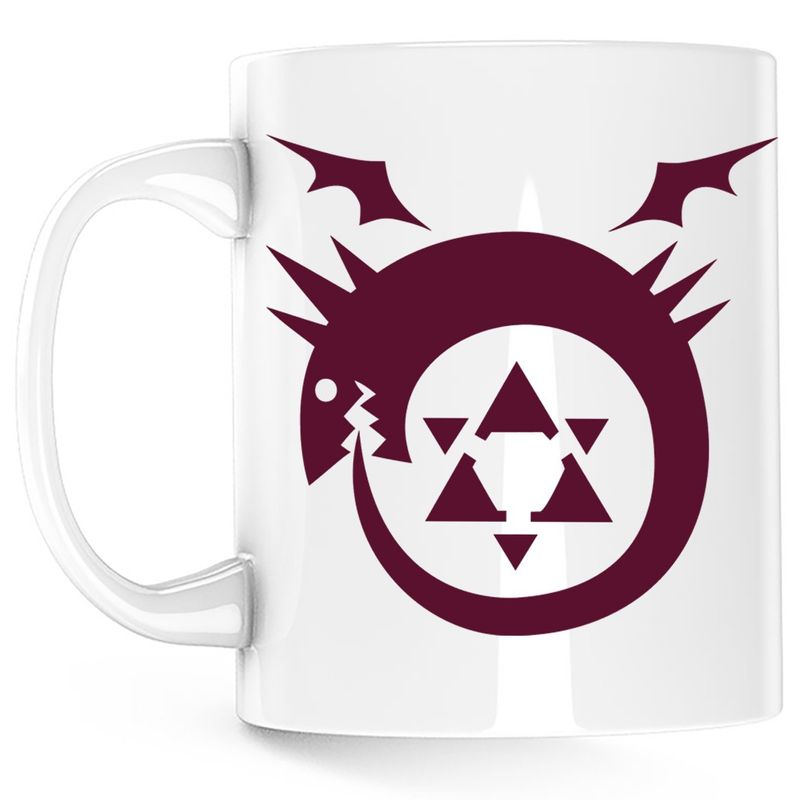 Casa si Gradina - Bucatarie si vesela - Cani si pahare - Cani si cesti - Cana Fullmetal Alchemist Ouroboros Life Death Dragon, alba, 330 ml - Infinity.ro